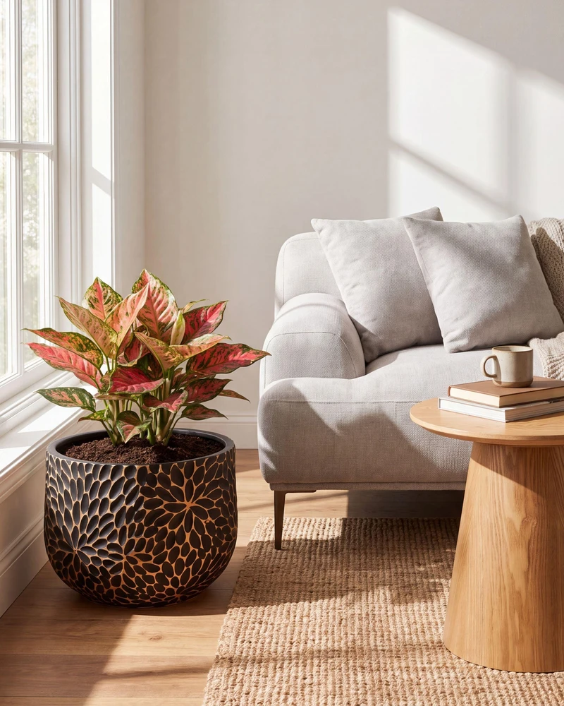 Beliani Gėlių vazonas VENTINA 54 cm juodas