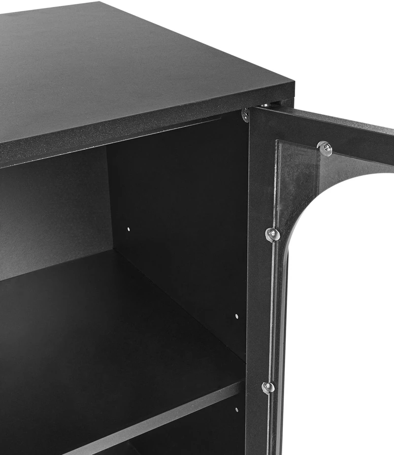 Beliani Indauja su stiklinėmis durelėmis LANGFORD 137 cm juoda