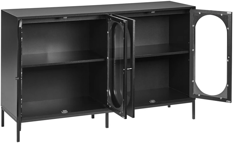 Beliani Indauja su stiklinėmis durelėmis LANGFORD 137 cm juoda