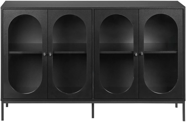 Beliani Indauja su stiklinėmis durelėmis LANGFORD 137 cm juoda