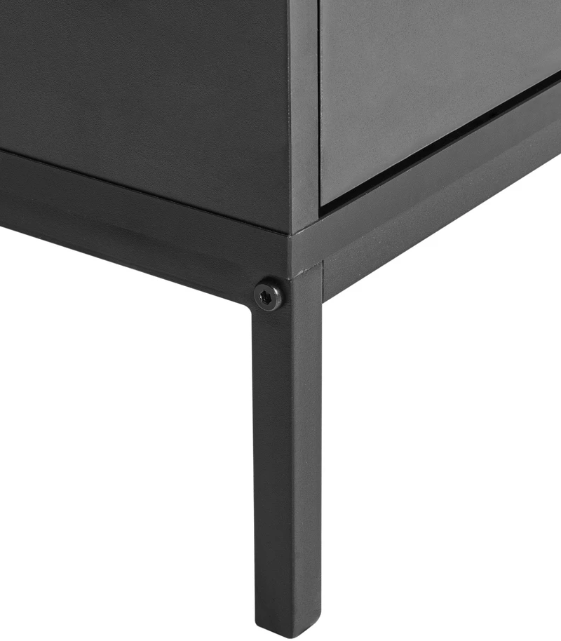 Beliani Indauja su stiklinėmis durelėmis LANGFORD 137 cm juoda