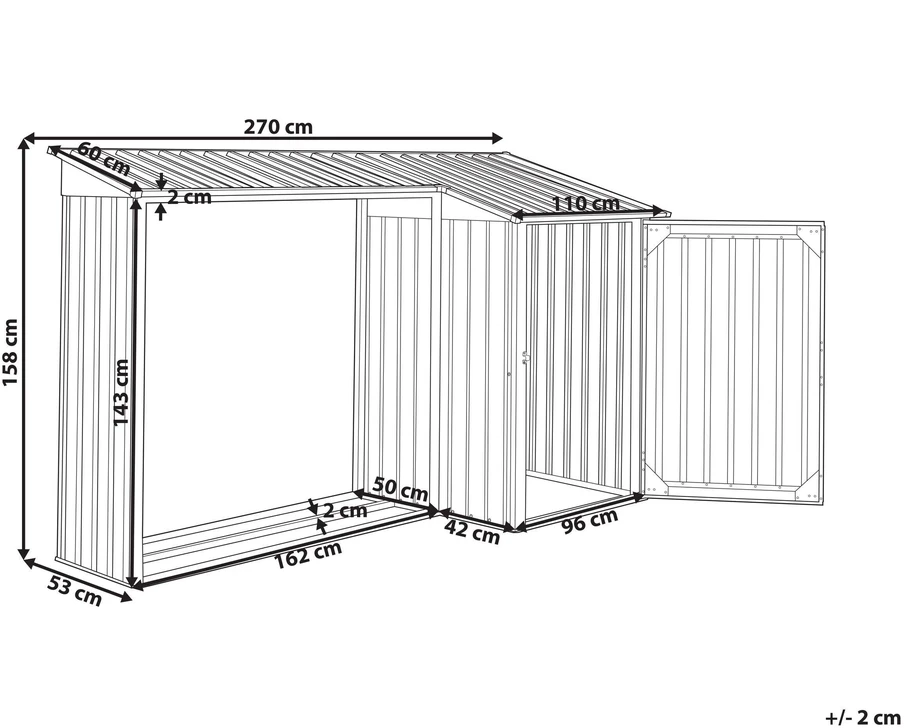 Beliani Įrankių namelis AOSTA 270 cm 105 cm Pilkas