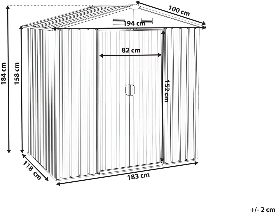 Beliani Įrankių namelis CIRELLA 194 cm 118 cm pilkas