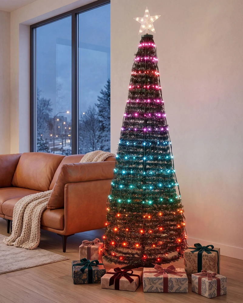 Beliani Išmanioji LED kalėdinė dekoracija SAARLOQ eglutė 188 cm, žalia