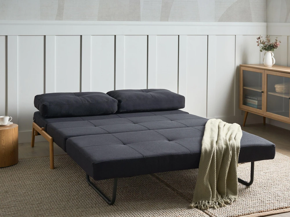 Beliani Išskleidžiama 2 vietų sofa EDLAND, juoda