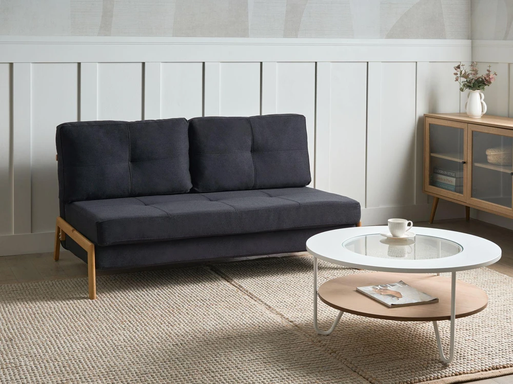 Beliani Išskleidžiama 2 vietų sofa EDLAND, juoda