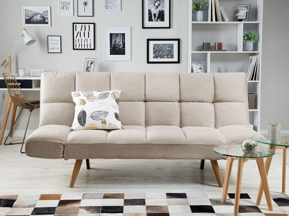 Beliani Išskleidžiama 2 vietų sofa INGARO smėlio spalvos