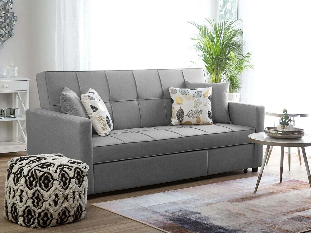 Beliani Išskleidžiama 3-vietė sofa GLOMMA šviesiai pilka