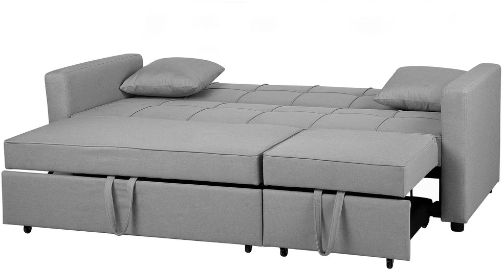 Beliani Išskleidžiama 3-vietė sofa GLOMMA šviesiai pilka