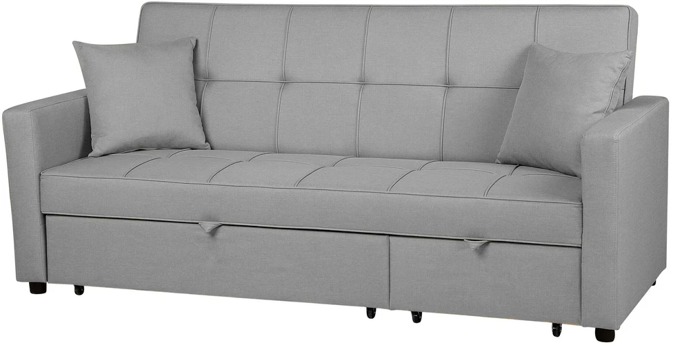 Beliani Išskleidžiama 3-vietė sofa GLOMMA šviesiai pilka