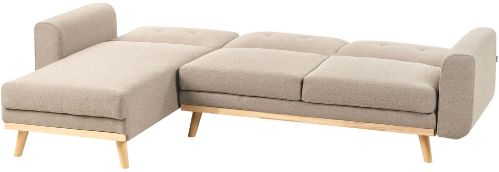 Beliani Išskleidžiama 3 vietų kampinė sofa KAARINA, šviesiai ruda, dešininė