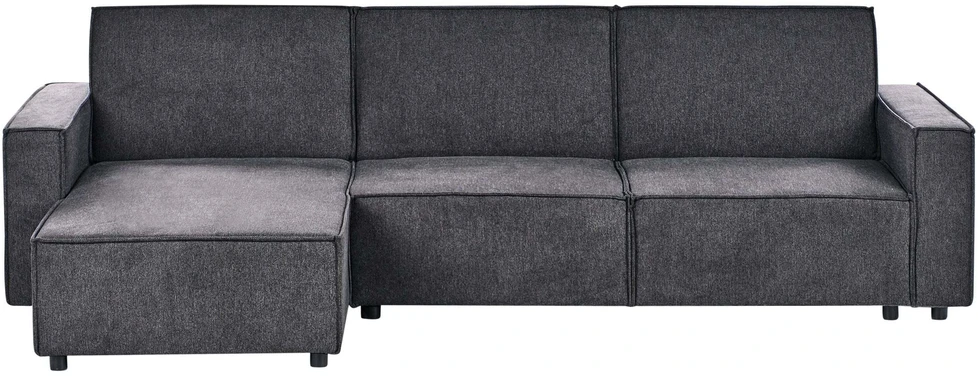 Beliani Išskleidžiama 3 vietų kampinė sofa ROMEDAL II Grafito spalvos