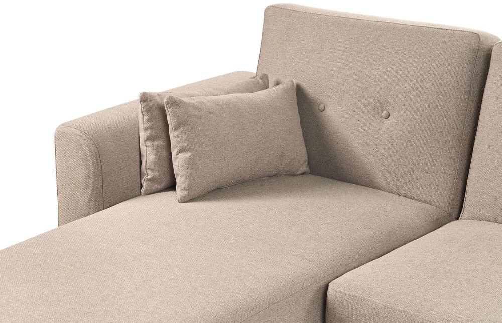 Beliani Išskleidžiama 3 vietų kampinė sofa KAARINA, šviesiai ruda, dešininė