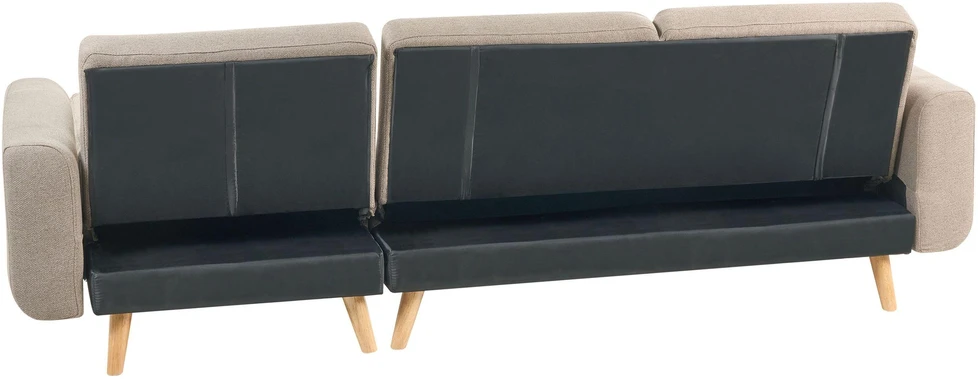 Beliani Išskleidžiama 3 vietų kampinė sofa KAARINA, šviesiai ruda, dešininė