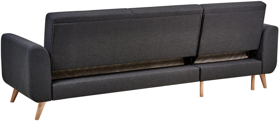 Beliani Išskleidžiama 3 vietų kampinė sofa OLLSTA, juoda, dešininė