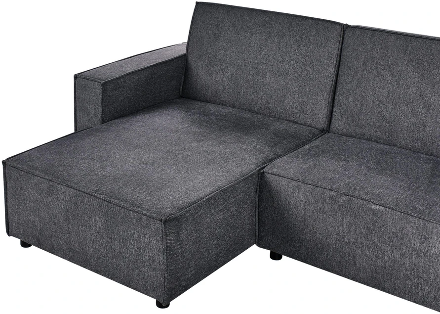 Beliani Išskleidžiama 3 vietų kampinė sofa ROMEDAL II Grafito spalvos