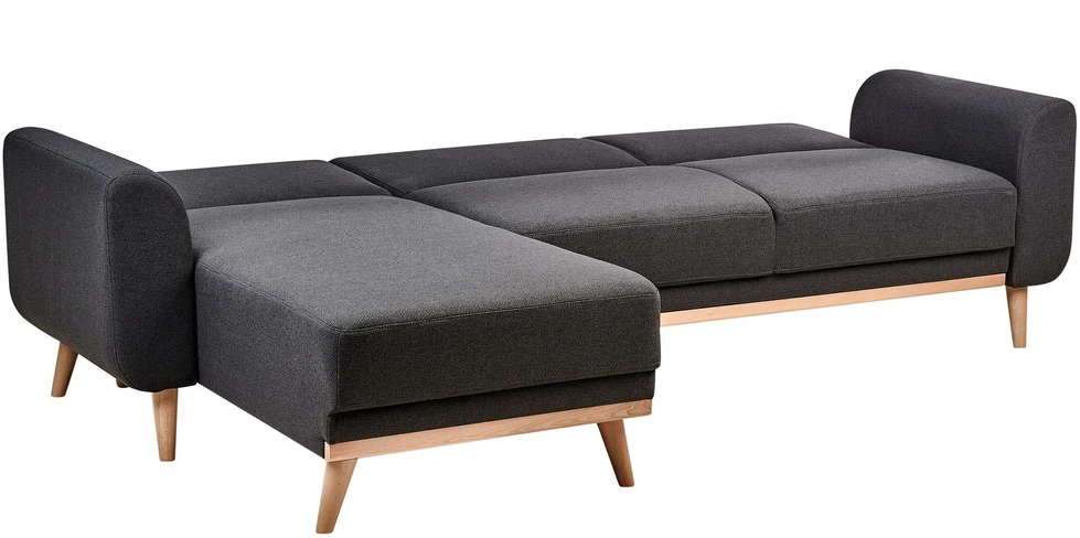 Beliani Išskleidžiama 3 vietų kampinė sofa OLLSTA, juoda, dešininė