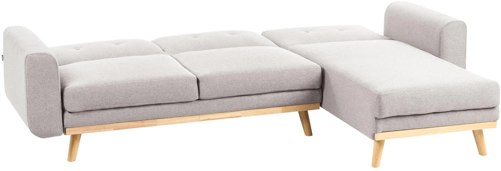 Beliani Išskleidžiama 3 vietų kampinė sofa KAARINA, pilka, kairinė