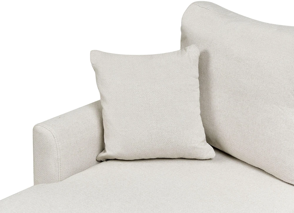 Beliani Išskleidžiama 3 vietų kampinė sofa NASSJO sintetinis linas šviesiai smėlio spalvos dešininė