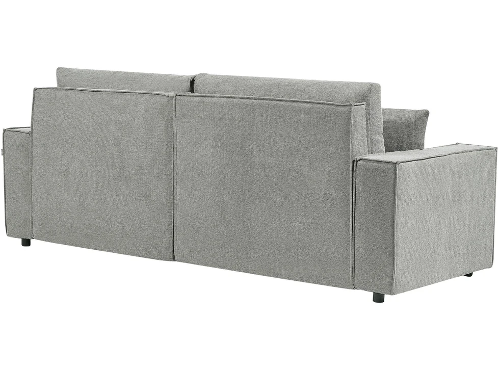 Beliani Išskleidžiama 3 vietų kampinė sofa KARILA, pilka, su daiktadėže, kairinė