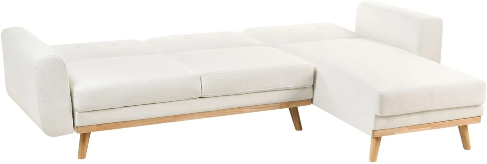 Beliani Išskleidžiama 3 vietų kampinė sofa KAARINA, balta, kairinė