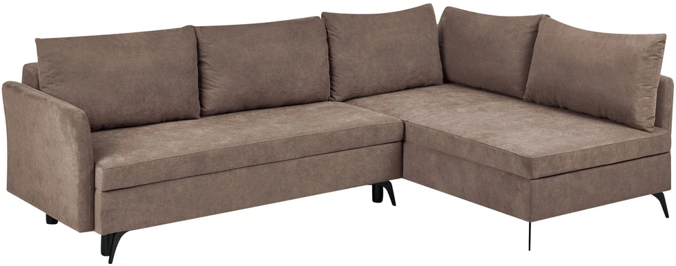 Beliani Išskleidžiama 3 vietų kampinė sofa KOGE, ruda, su patalynės dėže, kairinė