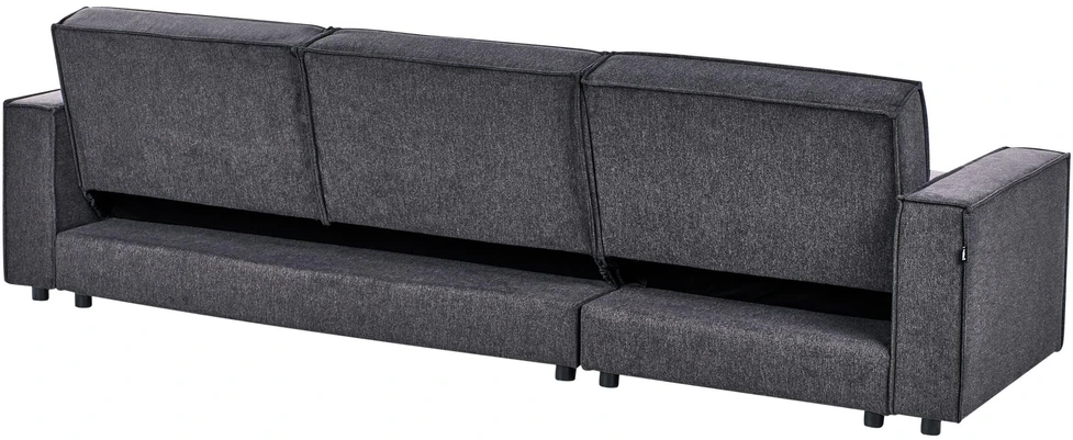 Beliani Išskleidžiama 3 vietų kampinė sofa ROMEDAL II Grafito spalvos
