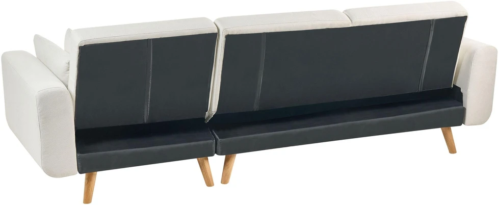 Beliani Išskleidžiama 3 vietų kampinė sofa KAARINA, balta, kairinė