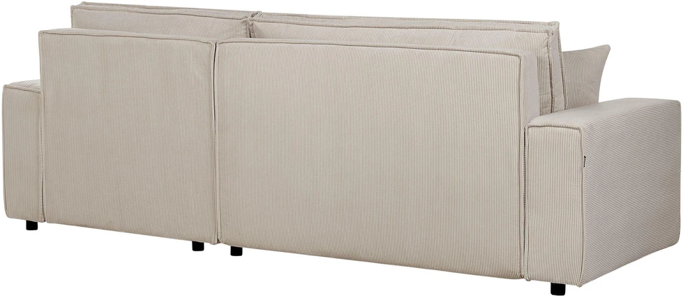 Beliani Išskleidžiama 3 vietų kampinė sofa ABACKA, velvetas, smėlio spalvos, kairinė