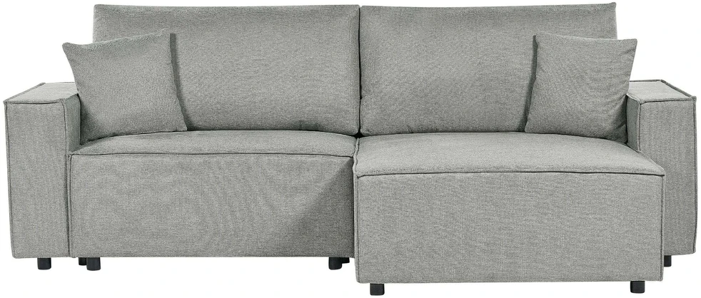 Beliani Išskleidžiama 3 vietų kampinė sofa KARILA, pilka, su daiktadėže, kairinė
