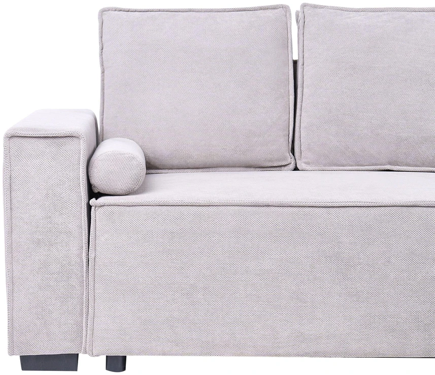 Beliani Išskleidžiama 3 vietų kampinė sofa EDANE, pilka, su patalynės dėže, kairinė