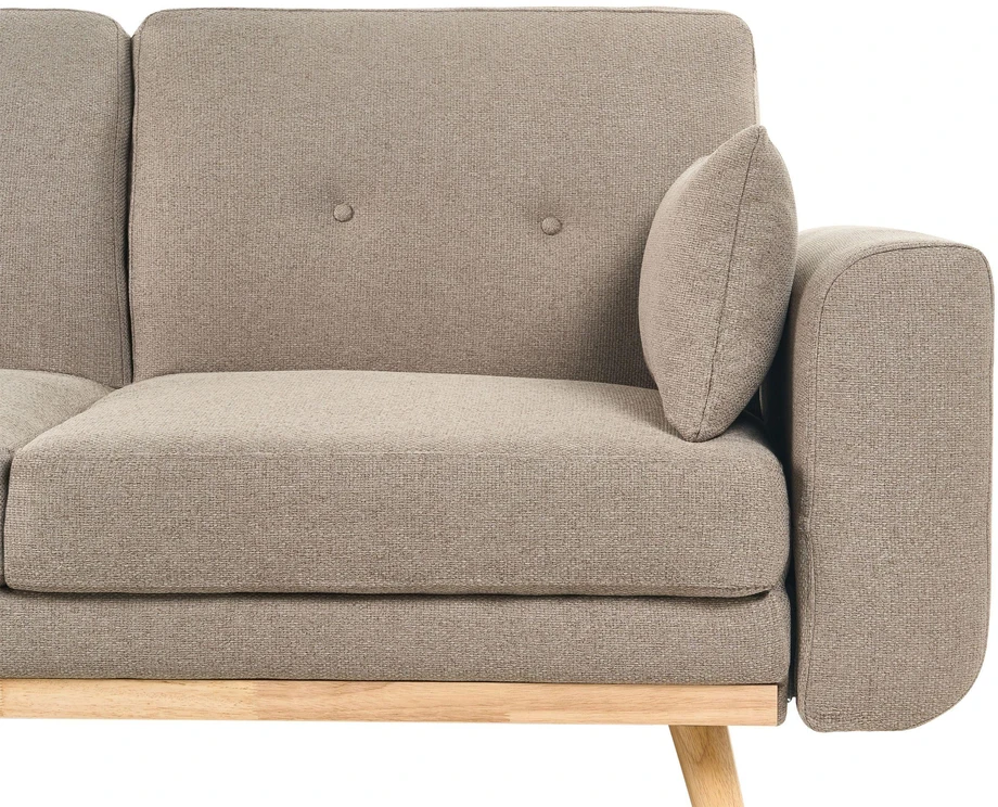 Beliani Išskleidžiama 3 vietų kampinė sofa KAARINA, šviesiai ruda, dešininė
