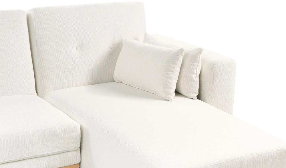 Beliani Išskleidžiama 3 vietų kampinė sofa KAARINA, balta, kairinė