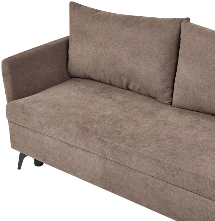 Beliani Išskleidžiama 3 vietų kampinė sofa KOGE, ruda, su patalynės dėže, kairinė