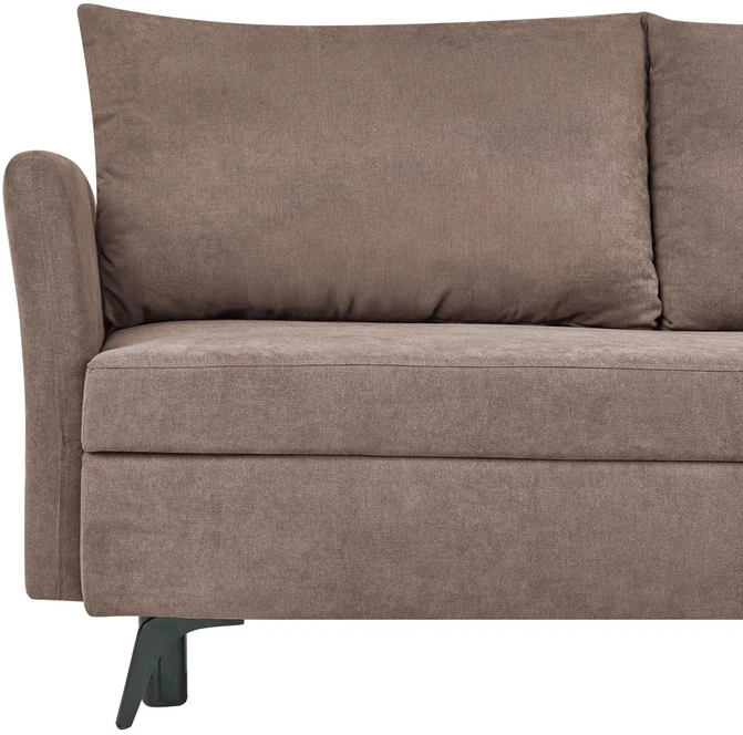 Beliani Išskleidžiama 3 vietų kampinė sofa KOGE, ruda, su patalynės dėže, kairinė