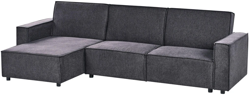 Beliani Išskleidžiama 3 vietų kampinė sofa ROMEDAL II Grafito spalvos
