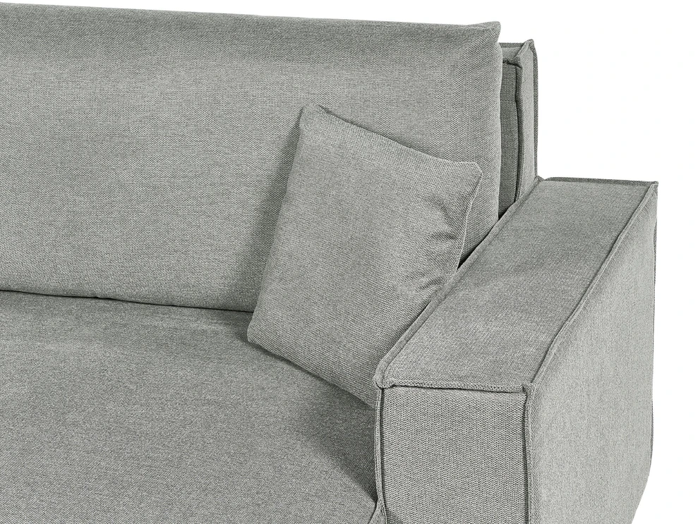 Beliani Išskleidžiama 3 vietų kampinė sofa KARILA, pilka, su daiktadėže, kairinė