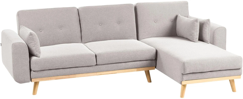 Beliani Išskleidžiama 3 vietų kampinė sofa KAARINA, pilka, kairinė