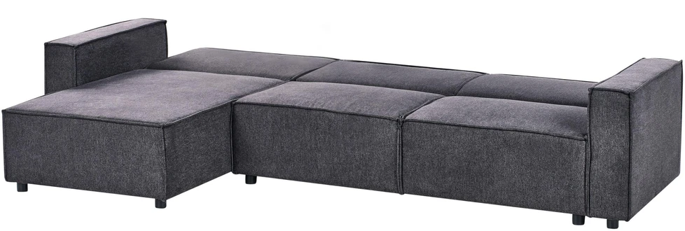 Beliani Išskleidžiama 3 vietų kampinė sofa ROMEDAL II Grafito spalvos