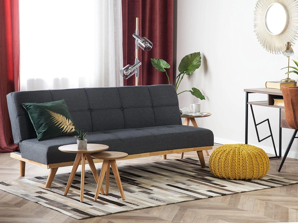Beliani Išskleidžiama 3 vietų sofa FROYA tamsiai pilka