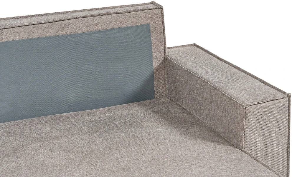 Beliani Išskleidžiama 3 vietų sofa-lova KARILA, smėlio pilkumo spalvos, su patalynės dėže, kairinė