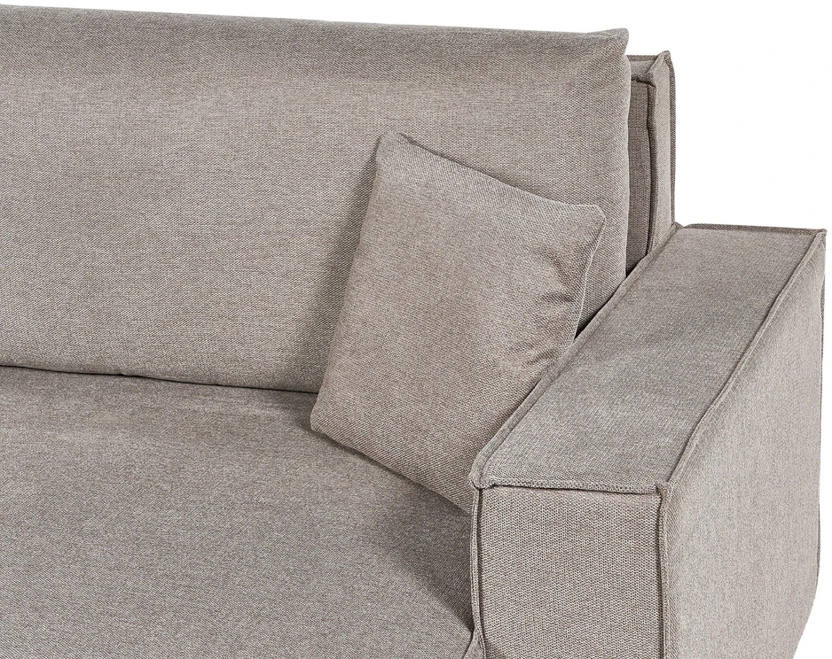 Beliani Išskleidžiama 3 vietų sofa-lova KARILA, smėlio pilkumo spalvos, su patalynės dėže, kairinė