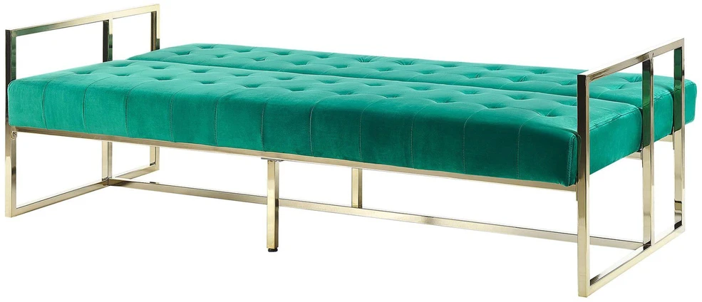 Beliani Išskleidžiama 3 vietų sofa MARSTAL, veliūras, smaragdinė