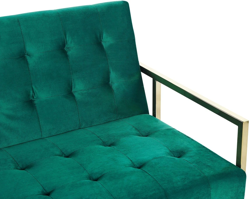 Beliani Išskleidžiama 3 vietų sofa MARSTAL, veliūras, smaragdinė
