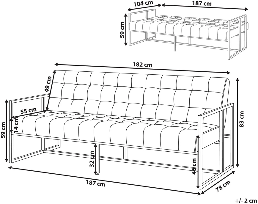 Beliani Išskleidžiama 3 vietų sofa MARSTAL, veliūras, smaragdinė