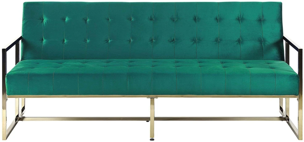 Beliani Išskleidžiama 3 vietų sofa MARSTAL, veliūras, smaragdinė