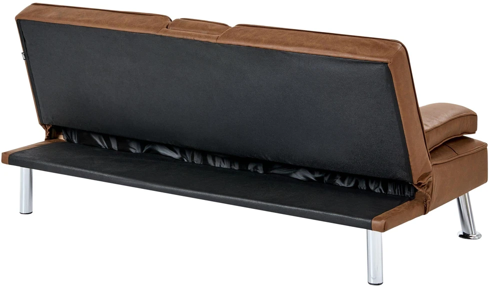 Beliani Išskleidžiama 3 vietų sofa ROXEN ekologiška oda, auksinė ruda