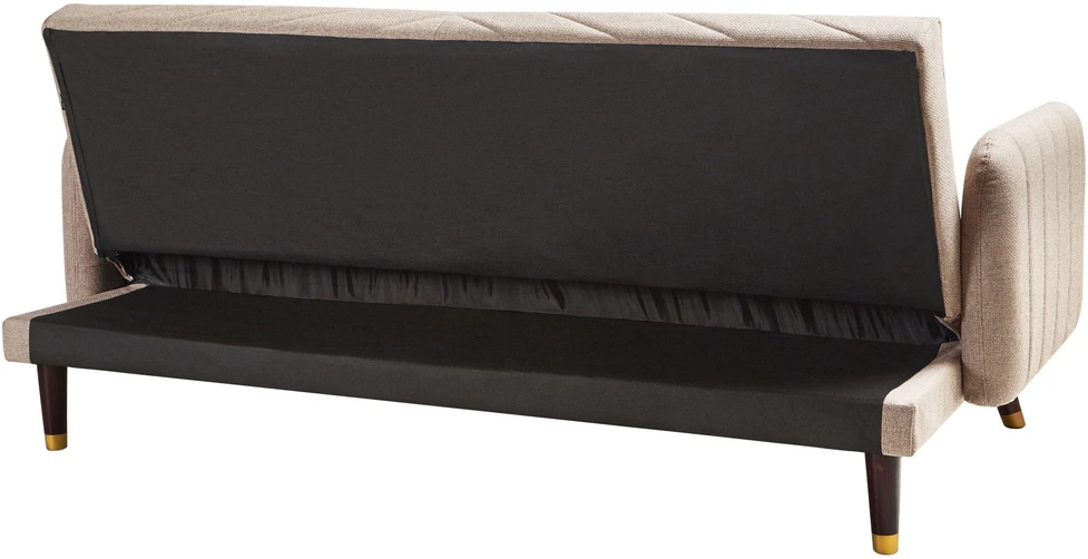 Beliani Išskleidžiama 3 vietų sofa SENJA iš sintetinio lino, šviesiai ruda