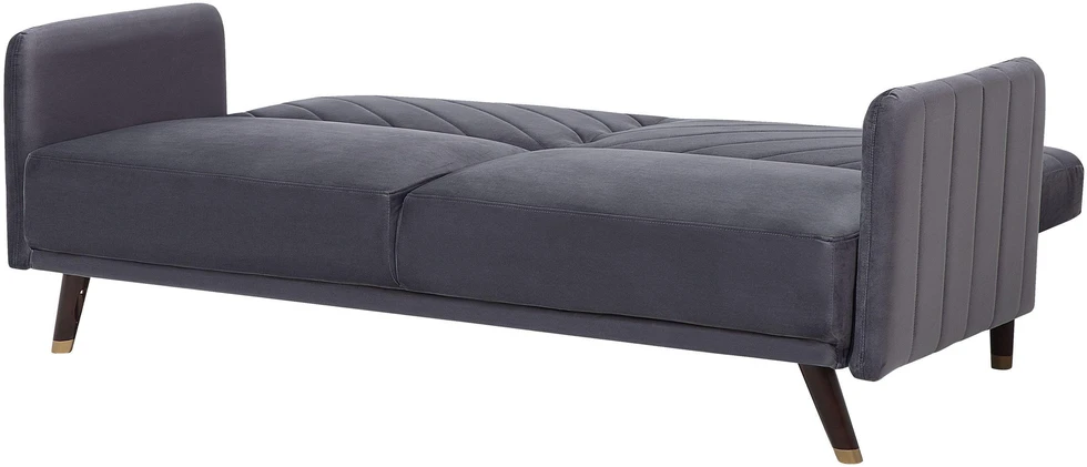 Beliani Išskleidžiama 3 vietų sofa SENJA, veliūras, pilka