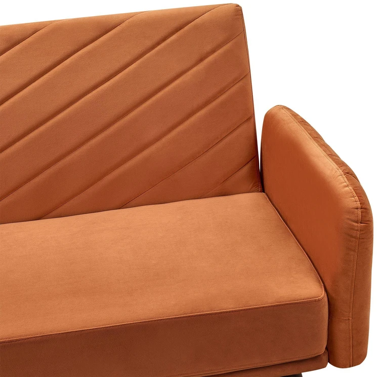 Beliani Išskleidžiama 3 vietų sofa SENJA, veliūrinė, oranžinė